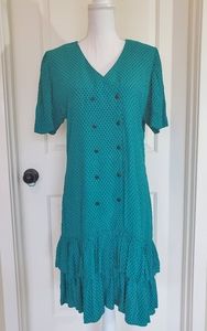 Vintage Teal Polka-dot Dress